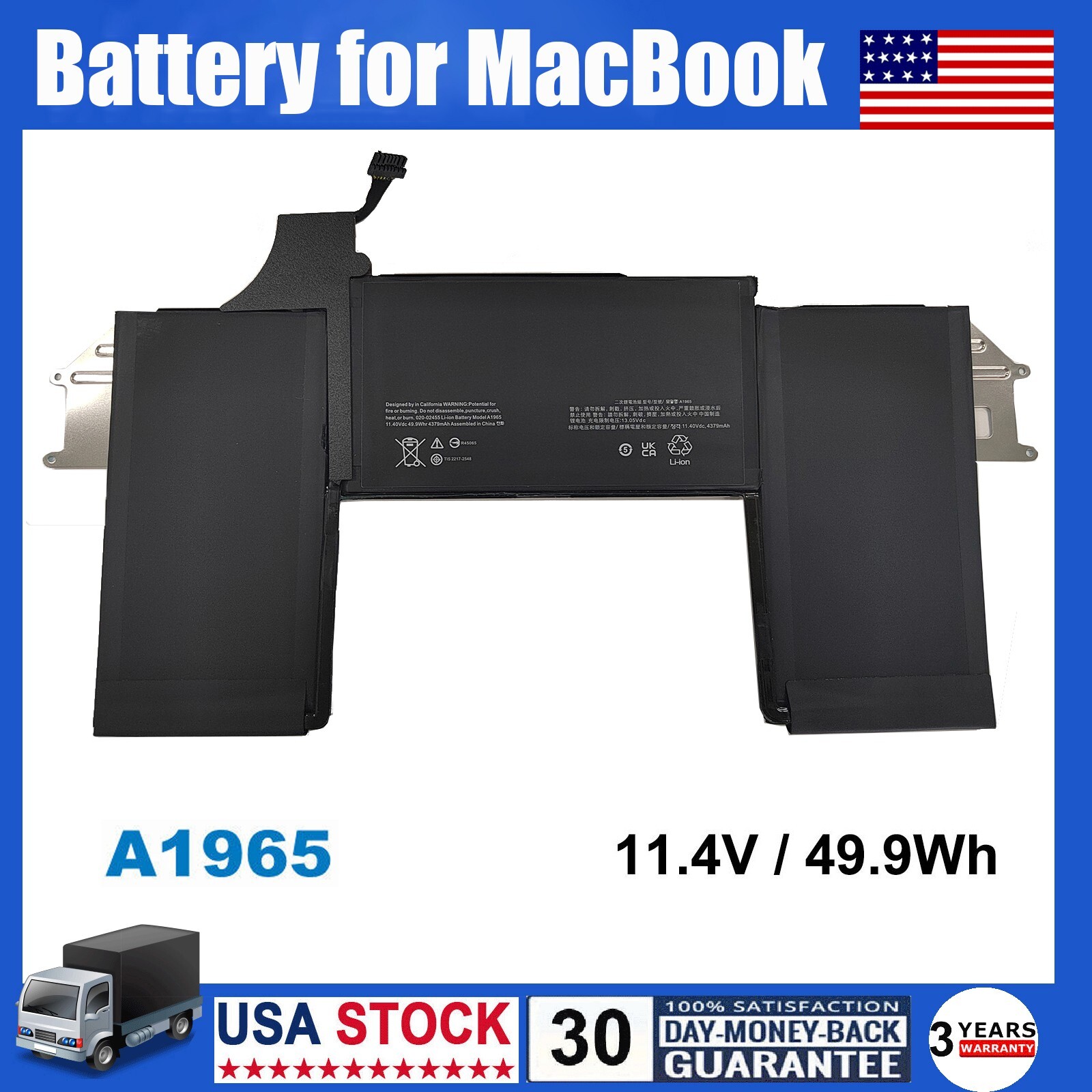 New A1965 Battery For Apple MacBook Air 13" A2179 A1932 Early 2020 2018 2019 US