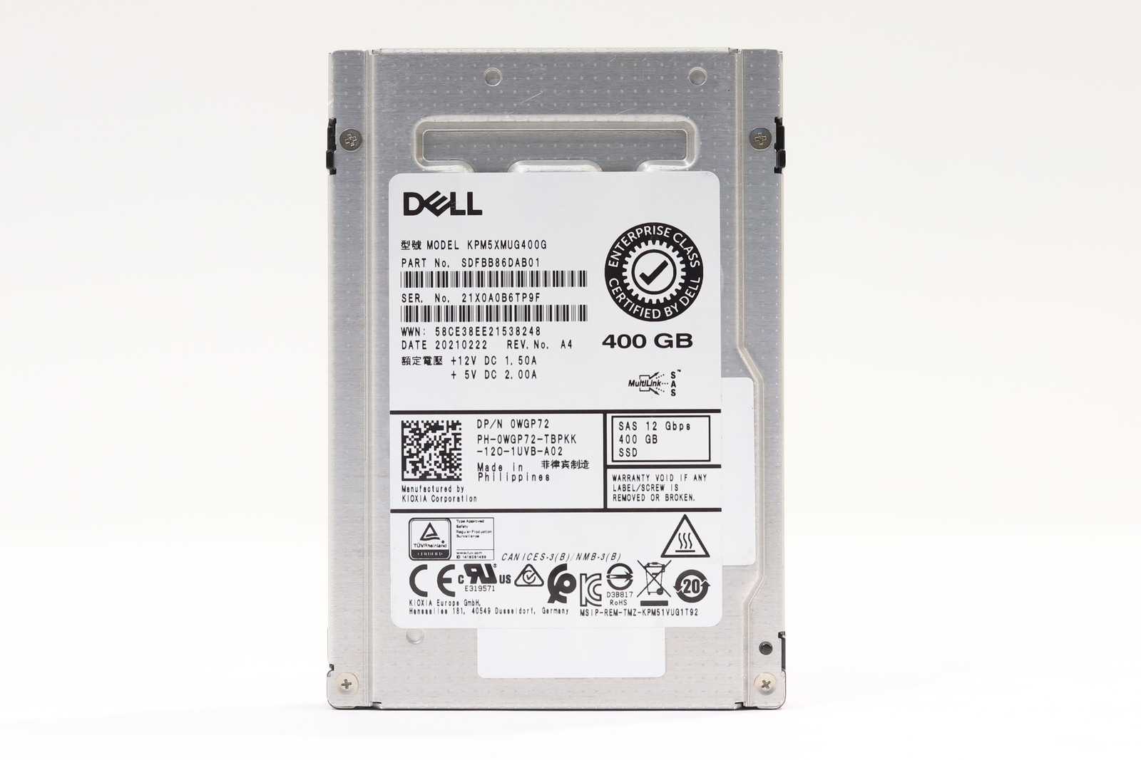 Dell KPM5XMUG400G 400GB 2.5" 12Gb/s SAS SSD Dell P/N: 0WGP72 Tested Working