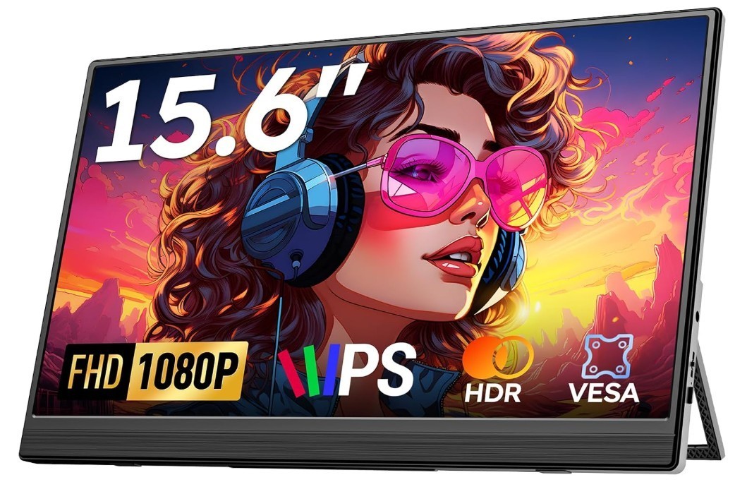 Portable Monitor 15.6" FHD 1080P USB-C & HDMI, Dual Speakers