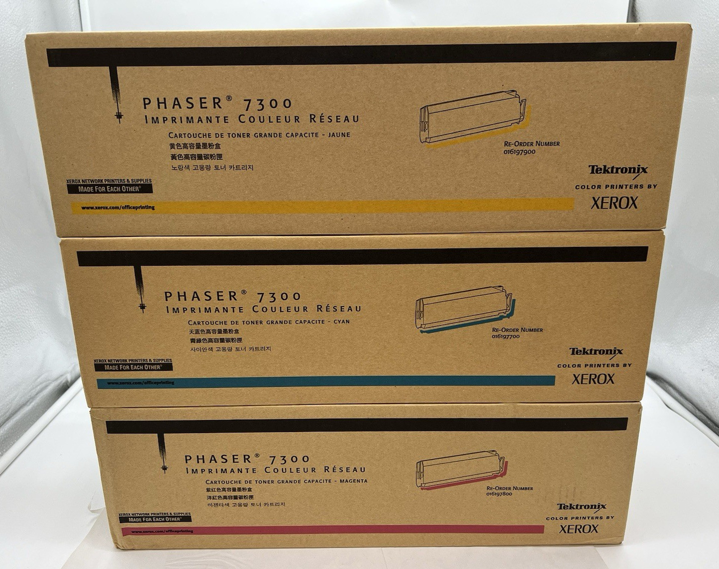 New Genuine Xerox Phaser 7300 Toner Cartridge Cyan Yellow Magenta
