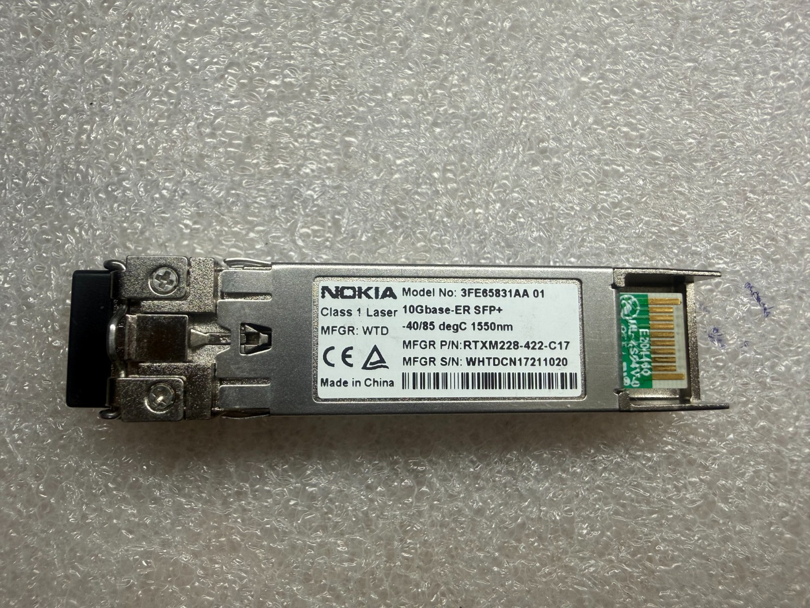 Nokia 3FE65831AA 01 10GBASE-ER SFP+ 1550nm