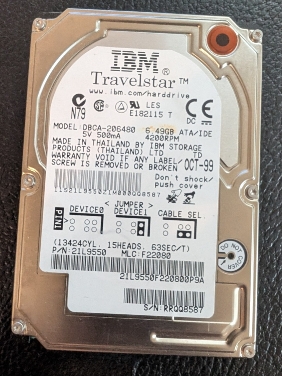 TESTED Rare IBM Travelstar 2.5" hard drive model DBCA-206480 PATA 6.49GB