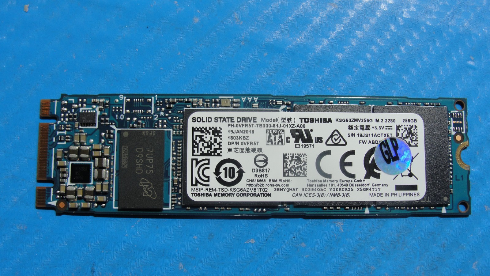 Dell G5 5587 Toshiba 256GB M.2 SATA SSD Solid State Drive KSG60ZMV256G VFR5T