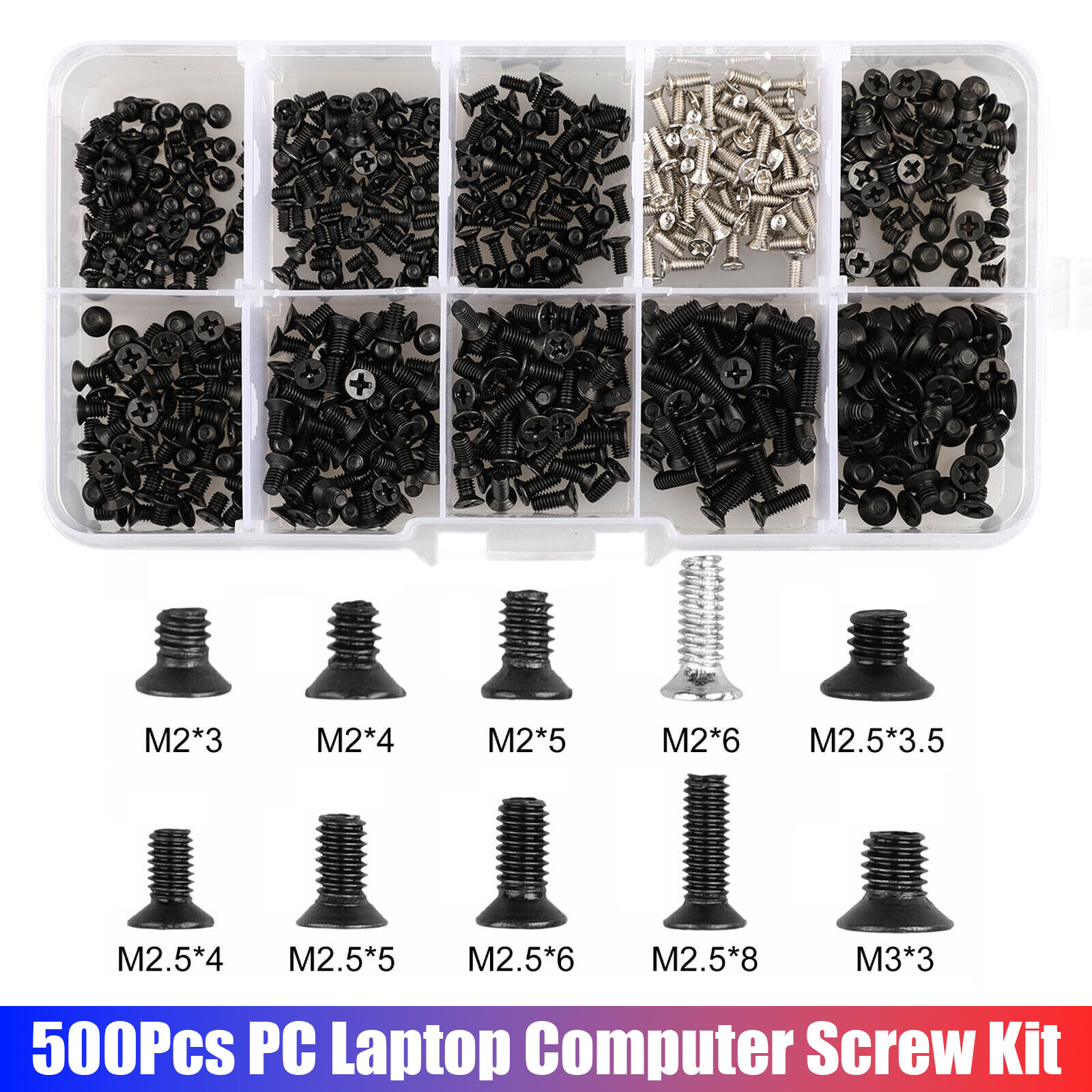 500pcs Screw Kit Set Fit For Dell Lenovo Samsung IBM HP Laptop Notebook Computer