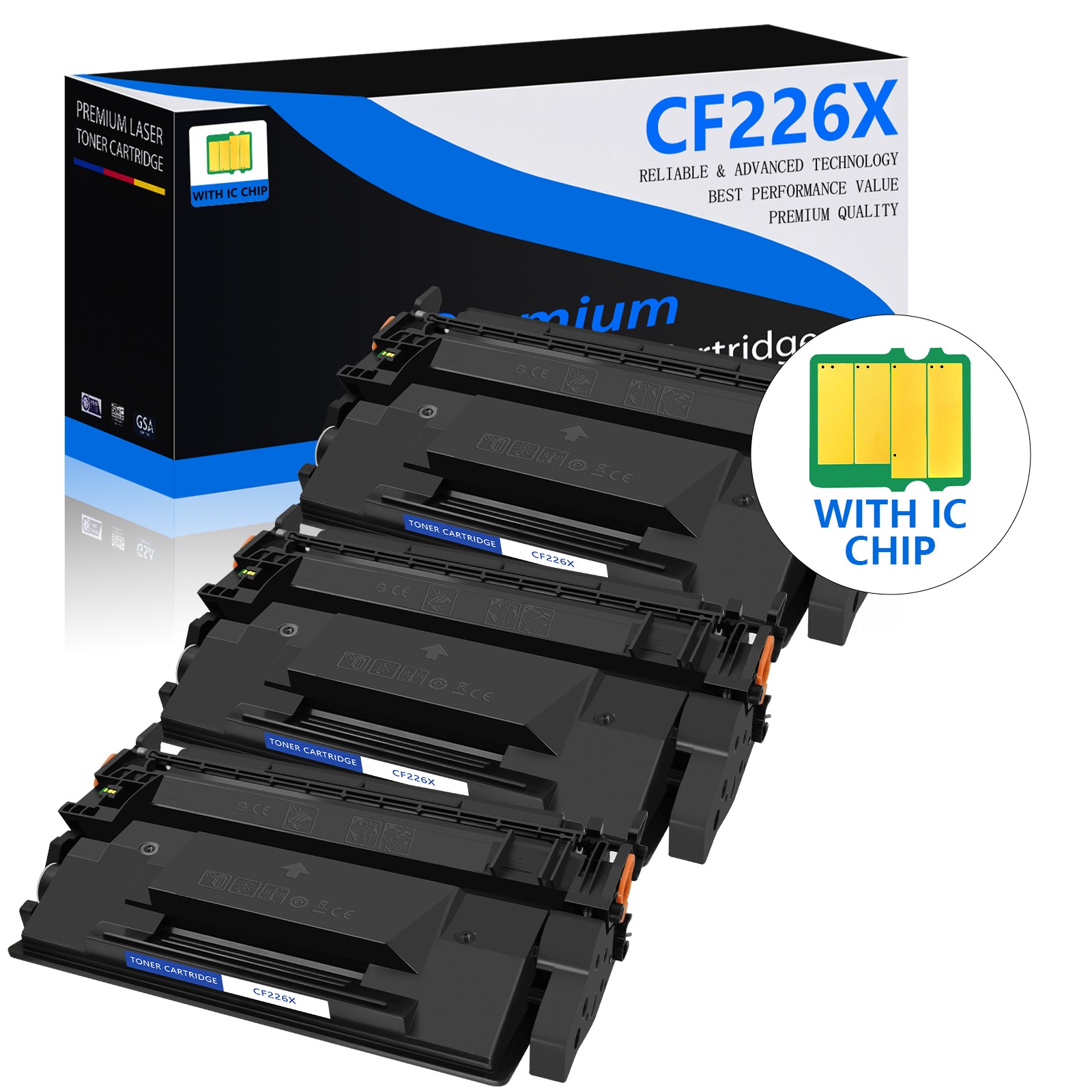 3PK CF226X 26X Toner Cartridge Compatible with HP LaserJet Pro M402 M402n M402dn