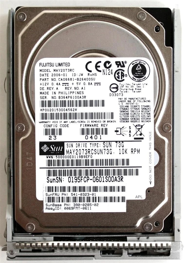 Sun 73GB 10K RPM 2.5 SAS HDD 541-0323-01 CA06681-B26400 MAY2073RC Fujitsu