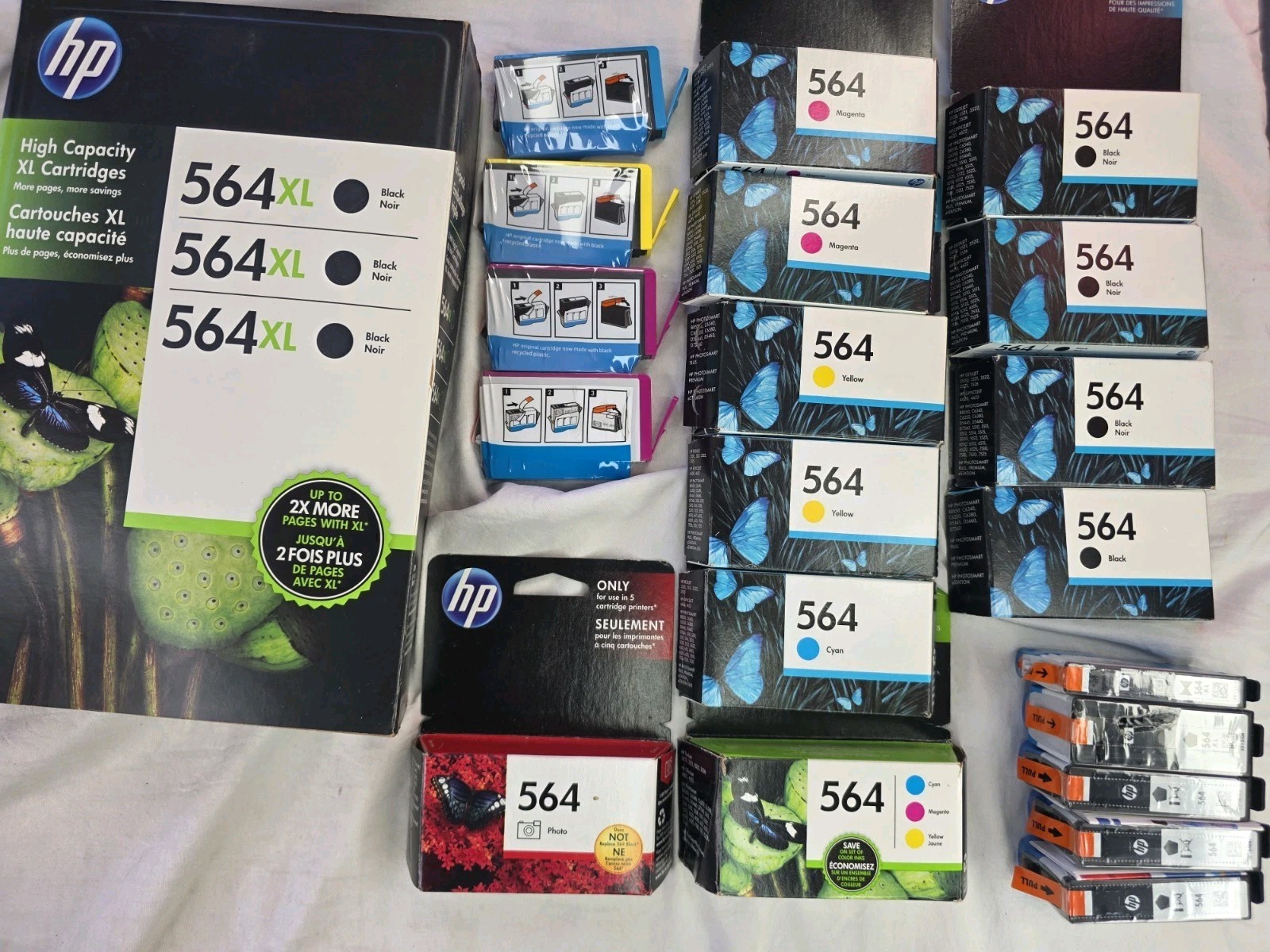 Genuine lot of HP 564 & 564XL Ink Cartridges (25 cartridges) All Expired 