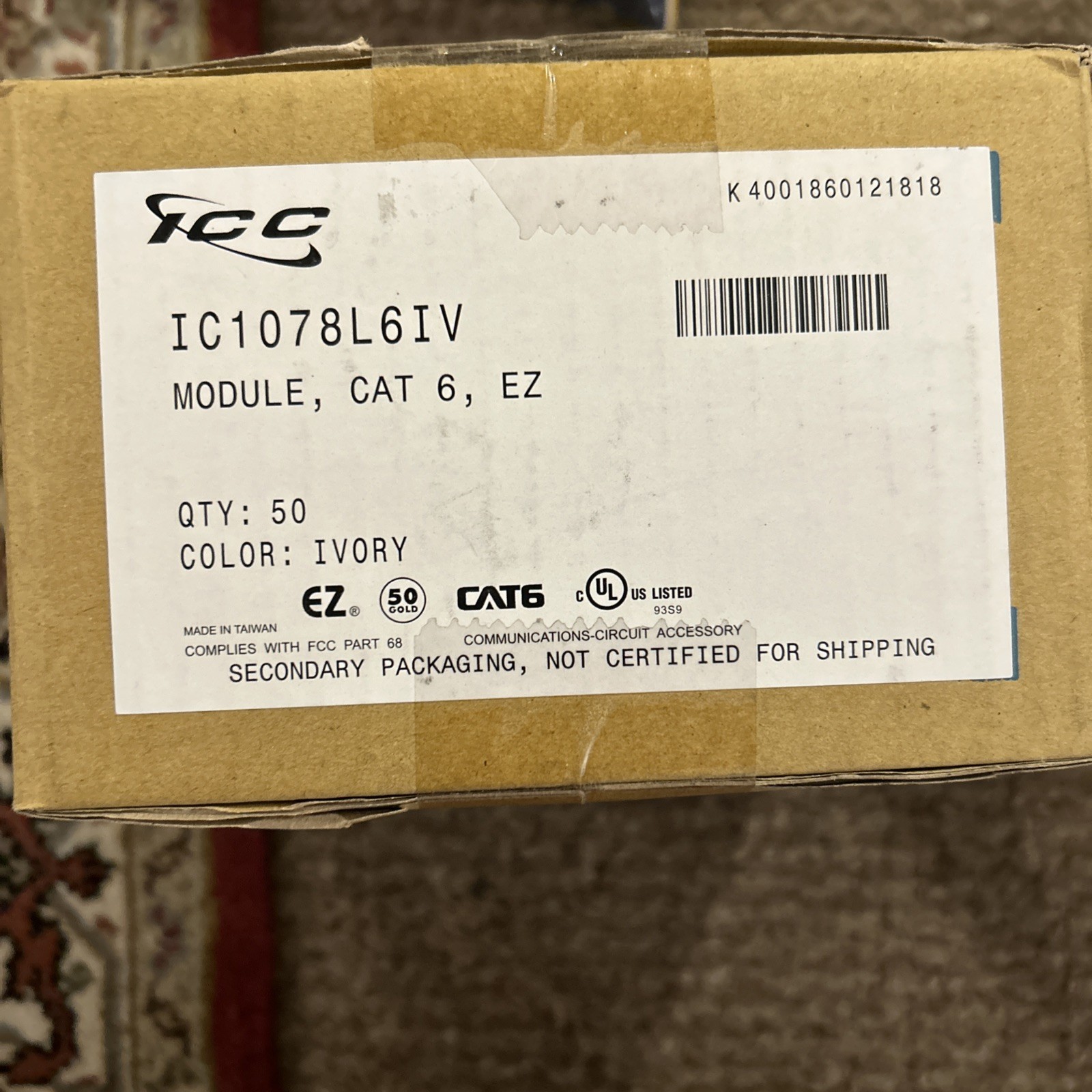 ICC Module Cat 6 EZ IVORY Qty 50 Jacks /rj45