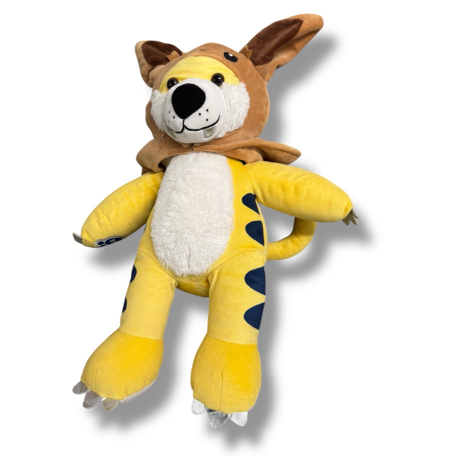 BAB Build A Bear Sabertooth Tiger Saber Tooth Yellow White Stuffed Animal 17"