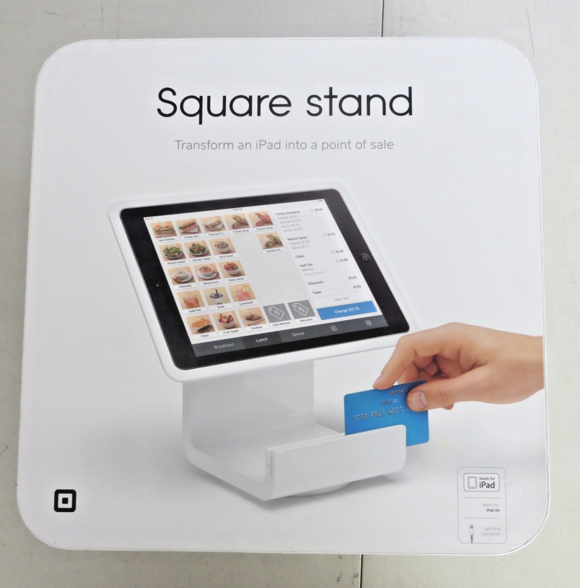 Square Stand for iPad Air POS with Lighting Connector - White