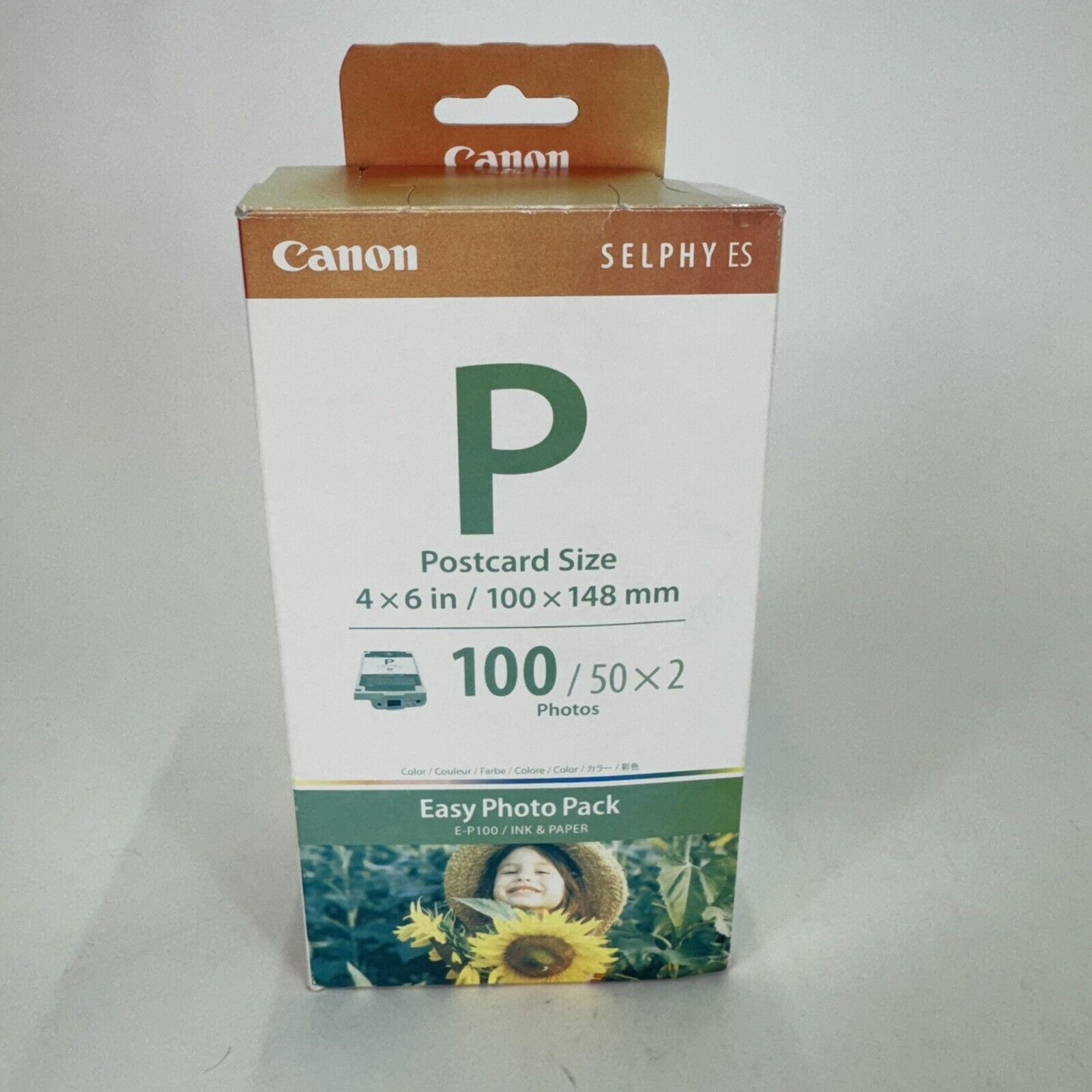 CANON Easy Photo Pack E-P100 Ink & Paper SELPHY ES Postcard Size 4”x6” 100 PACK