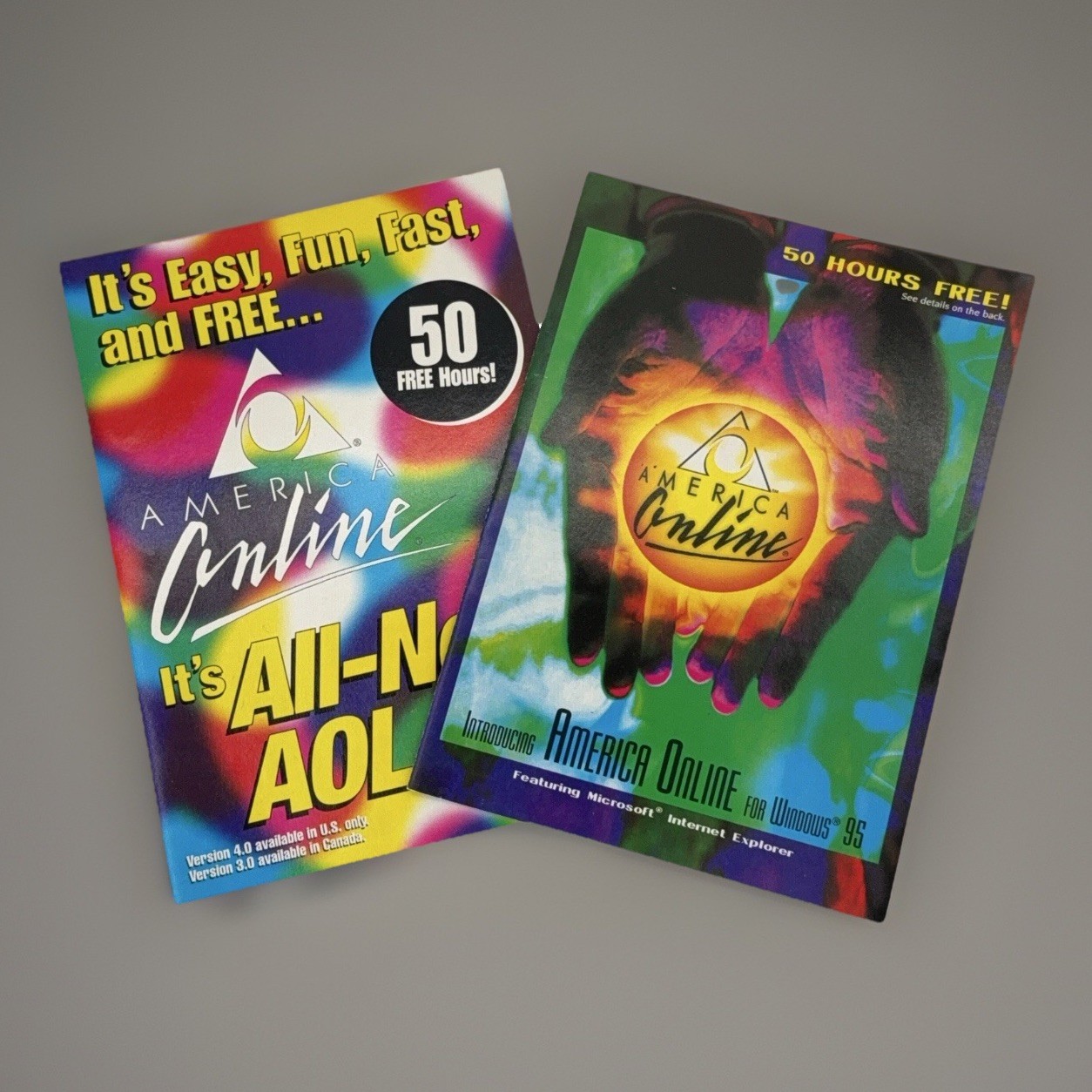 America Online Vintage AOL 4.0 & Windows 95 50 Hours Free Software Booklets Lot