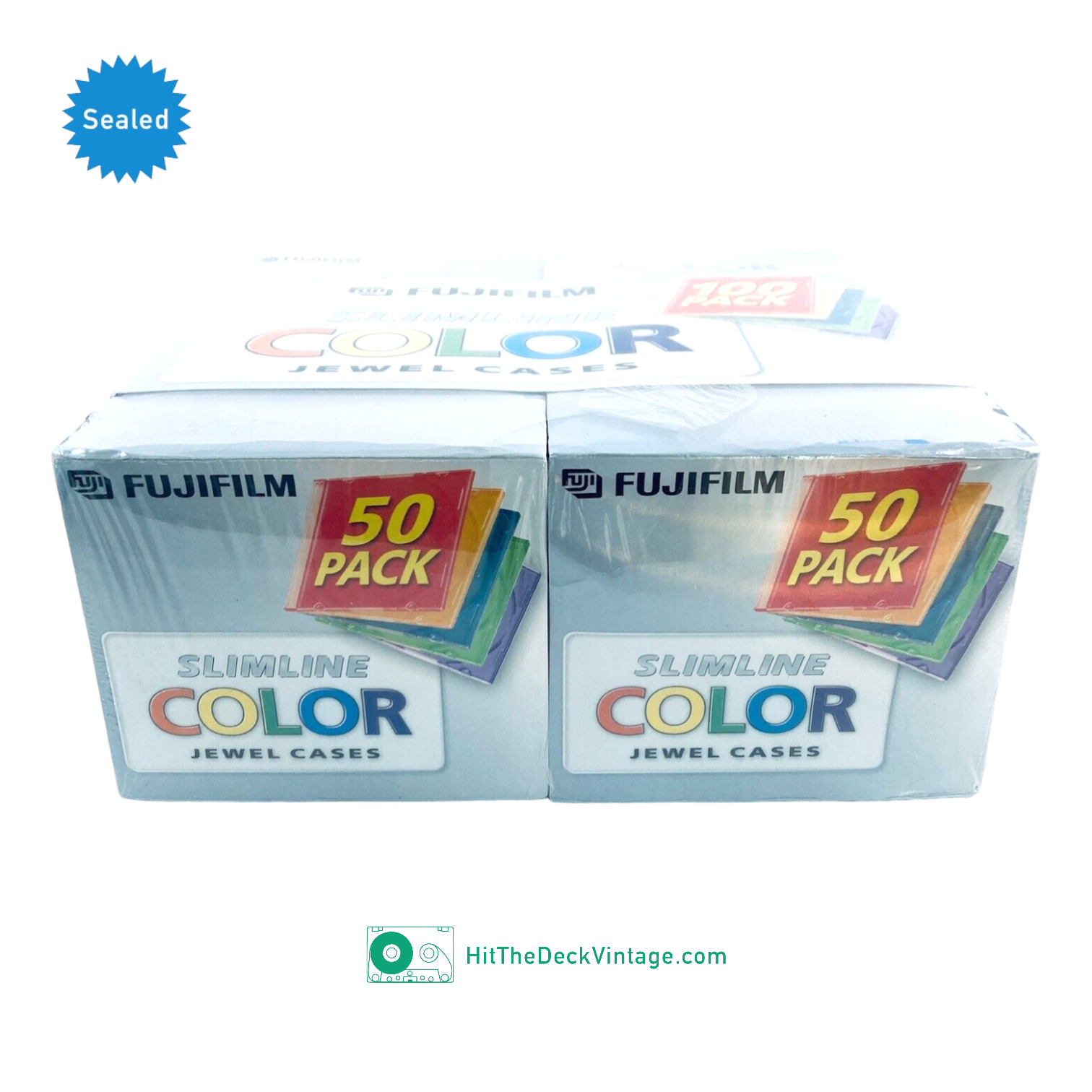 Fujifilm 100 Pack Color Slimline CD Jewel Cases Case Brand New Sealed