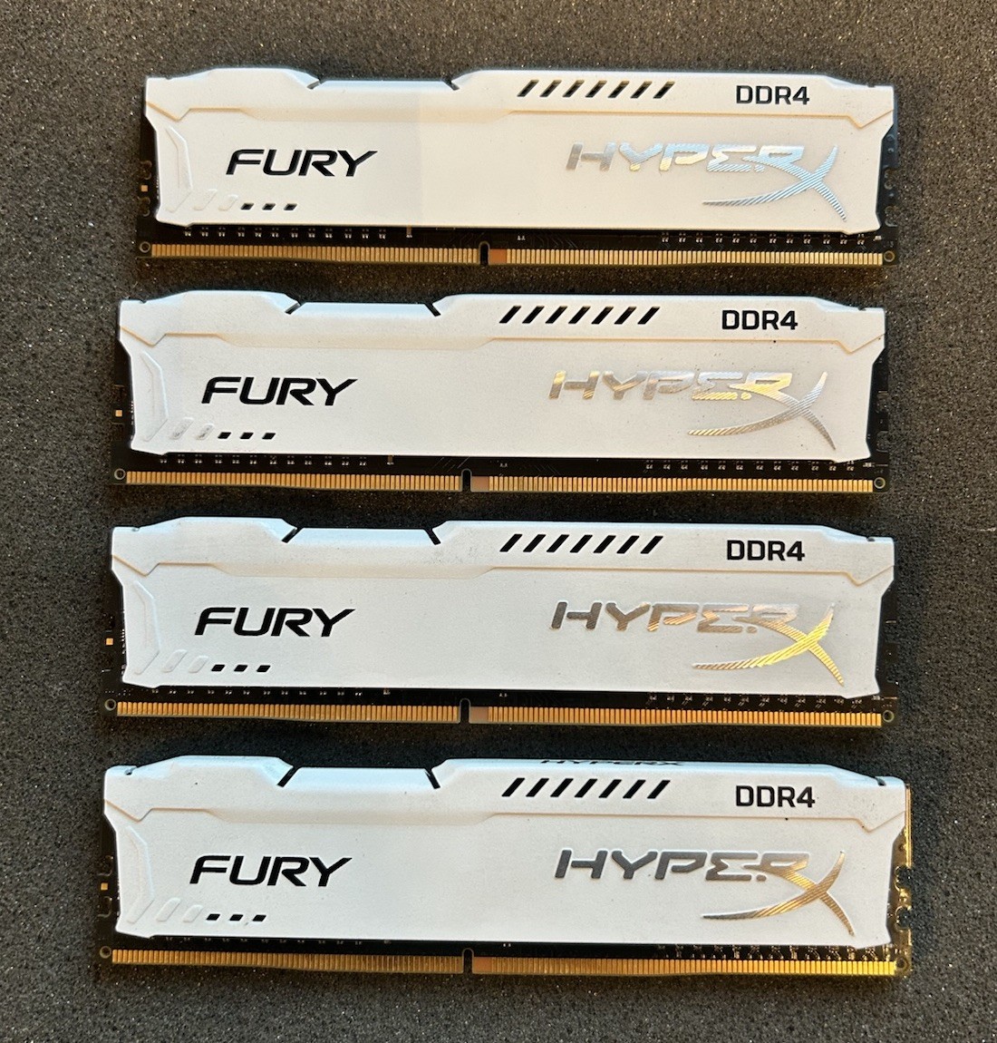 Kingston HyperX Fury White DDR4 Desktop RAM Memory 4 Stick Lot
