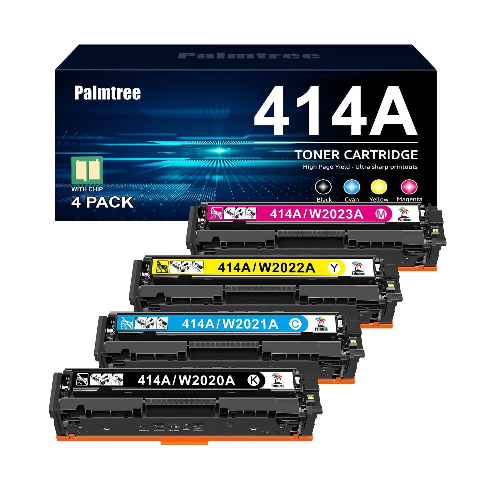 Palmtree Compatible Toner Cartridge Replacement for HP 414A 414X for Color La...