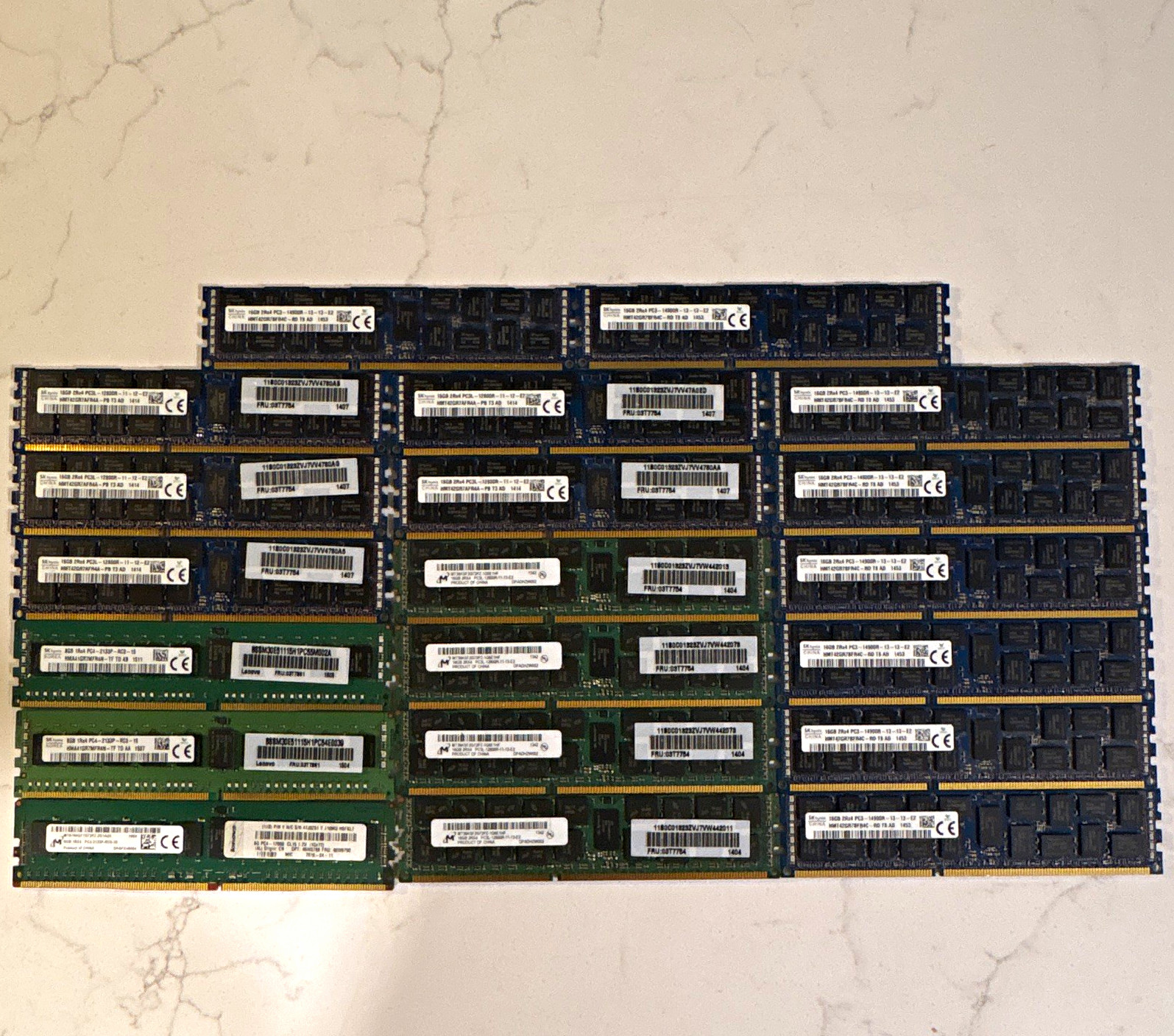 20pc Server RAM Lot 296GB DDR3 DDR4 ECC RDIMM 16GB 8GB PC3 PC4 Tested