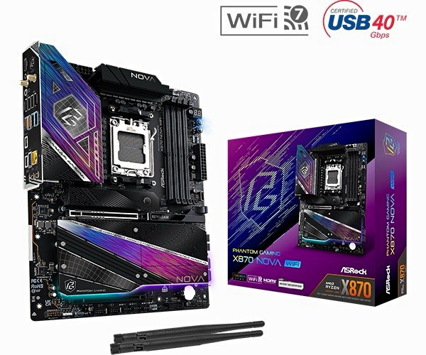 ASRock Phantom Gaming X870 Nova WiFi ATX AM5 DDR5 Gaming Motherboard