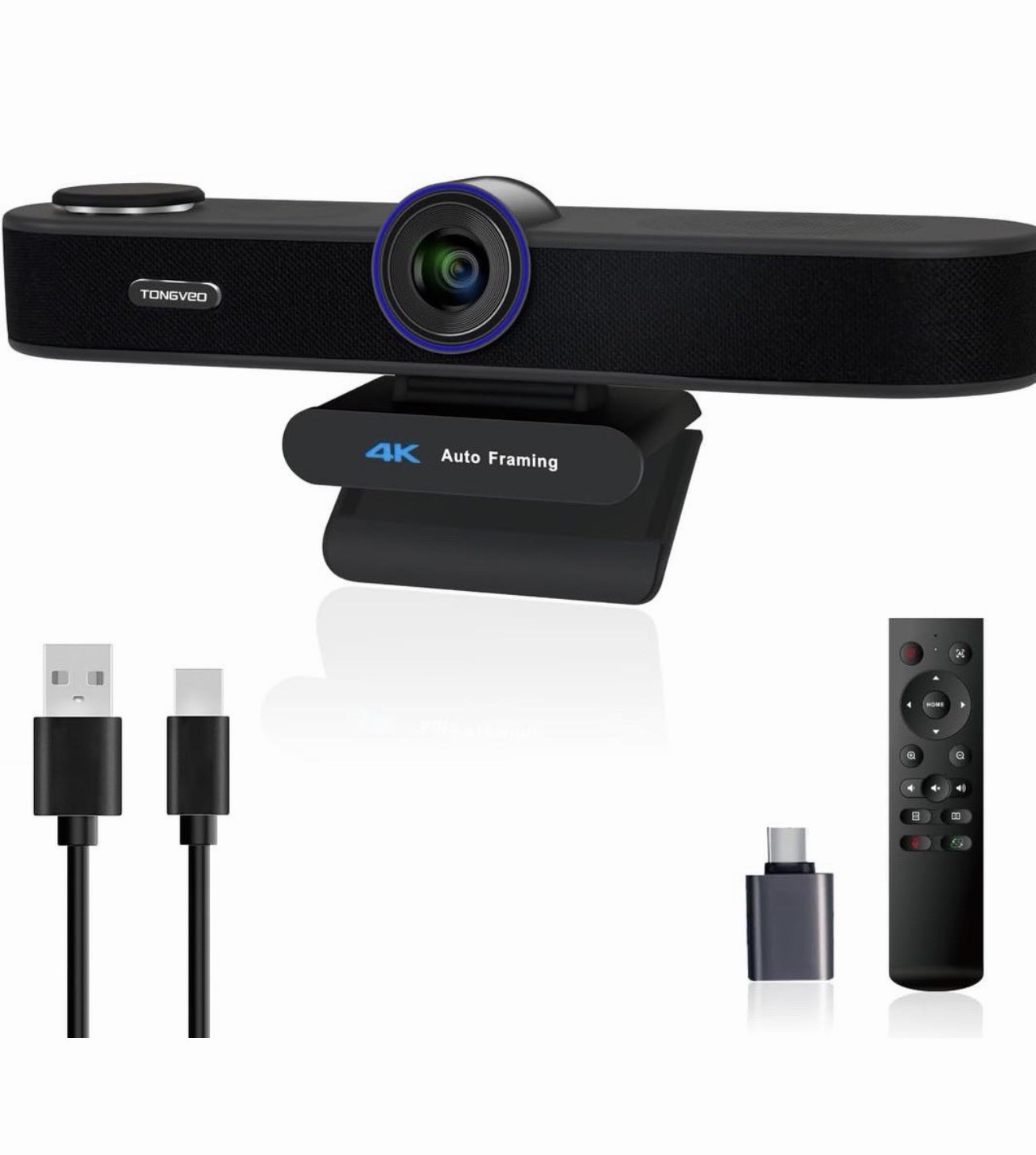TONGVEO 3-in-1 4K Webcam with Microphones and Speaker, AI Auto-Tracking 5X...