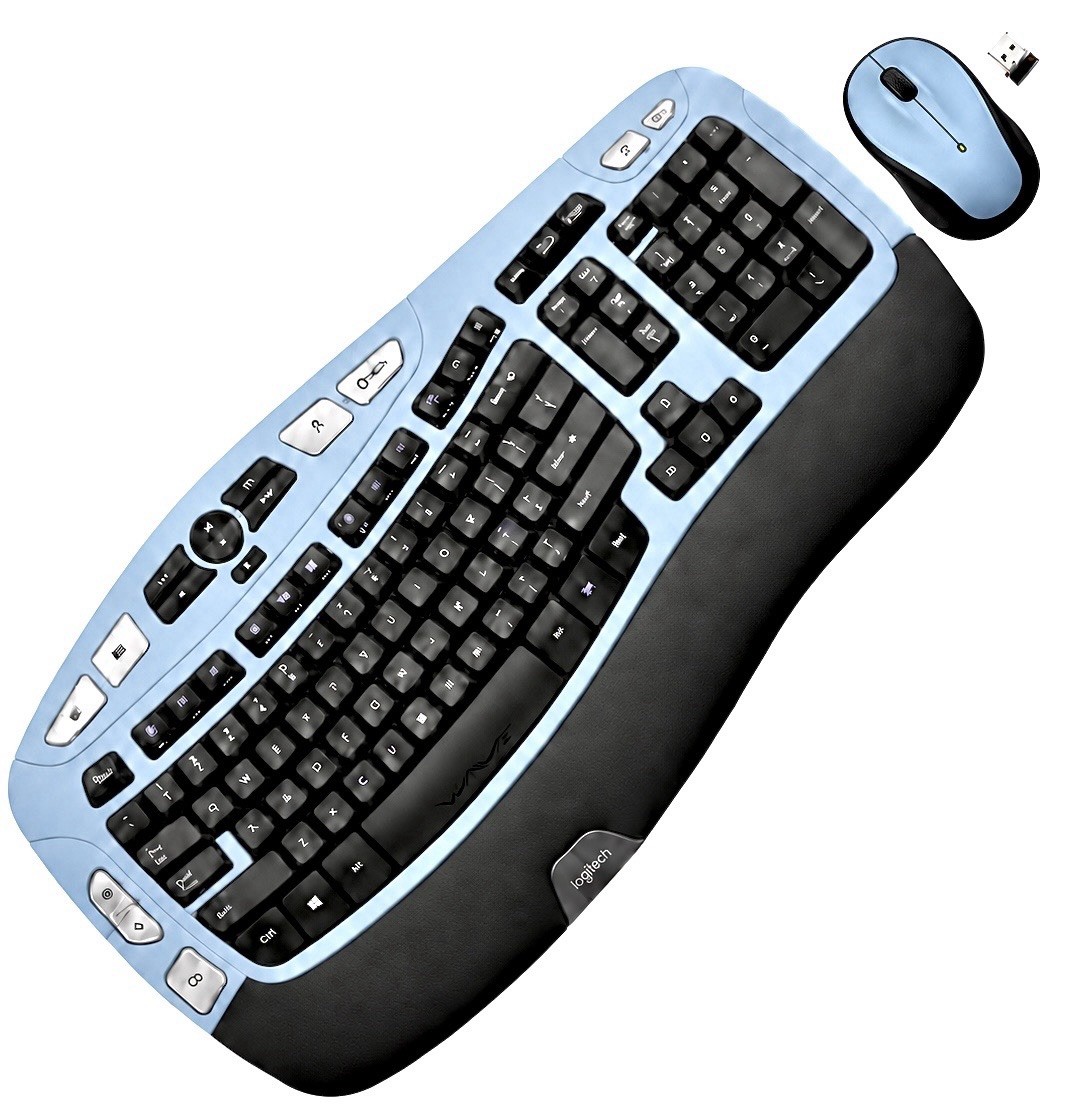 Logitech Comfort Wave K350 French Blue Wireless Ergonomic Keyboard M325 Combo