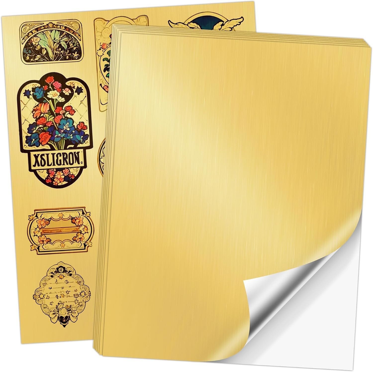 Metallic Brushed Gold Vinyl Sticker Paper for Inkjet & Laser Printer 20 Sheets
