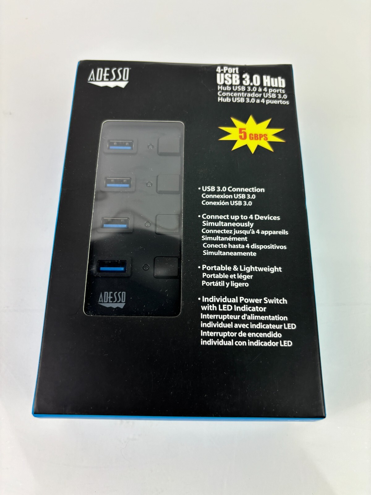 Adesso AUH-3040 4 Port USB 3.0 Hub with Individual Power Switch