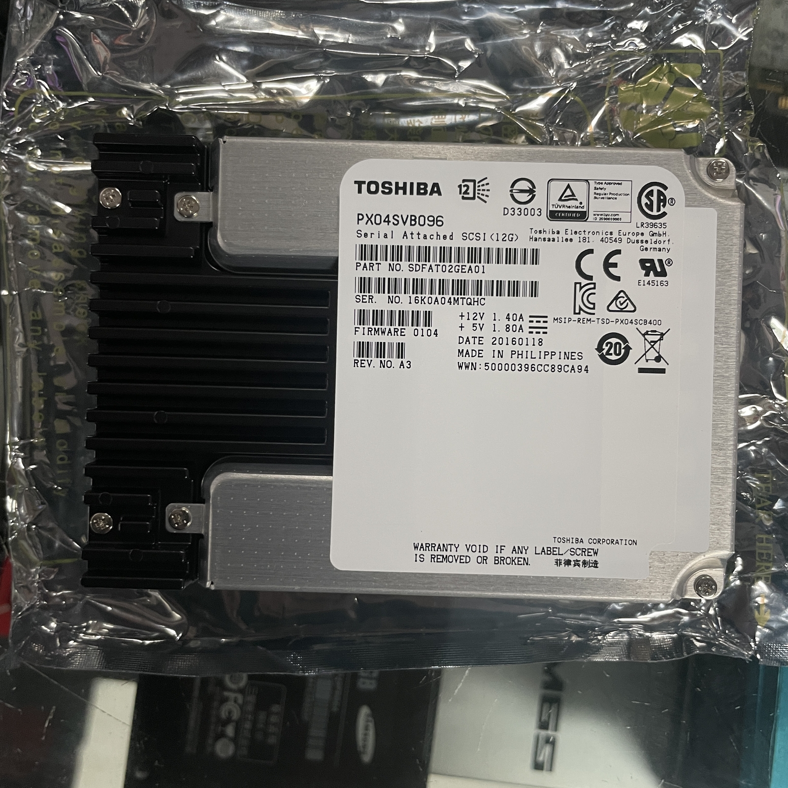 compatible Toshiba Enterprise 960GB PX04SVB096 MLC SSD 12G/s 2.5"PLP REV.NO.A3