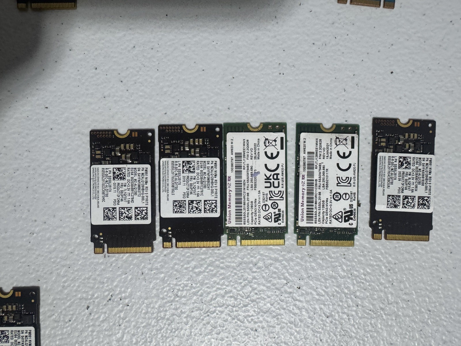 Lot of 5 M.2 NvME SSD 128gb 2242