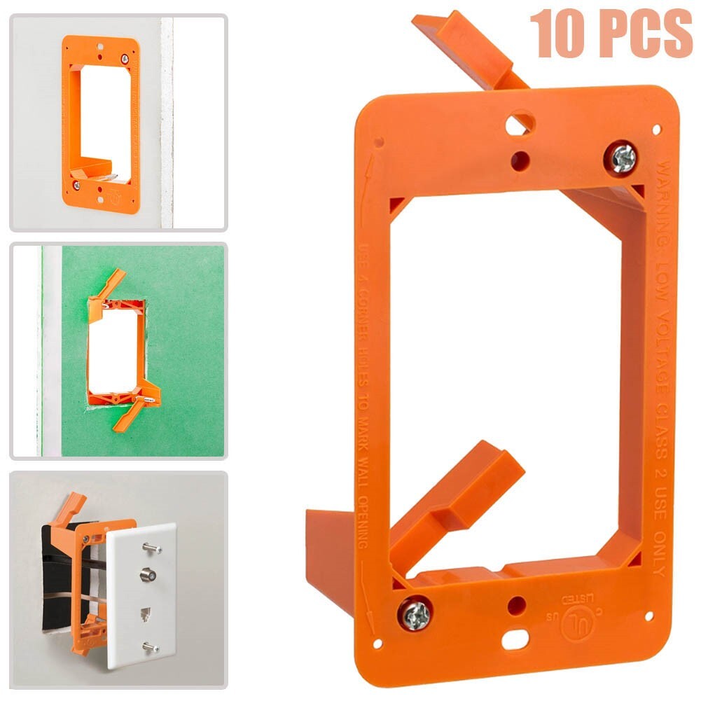 10 Pcs Low Voltage Single Gang Drywall Mounting Face Wall Plate Bracket Orange
