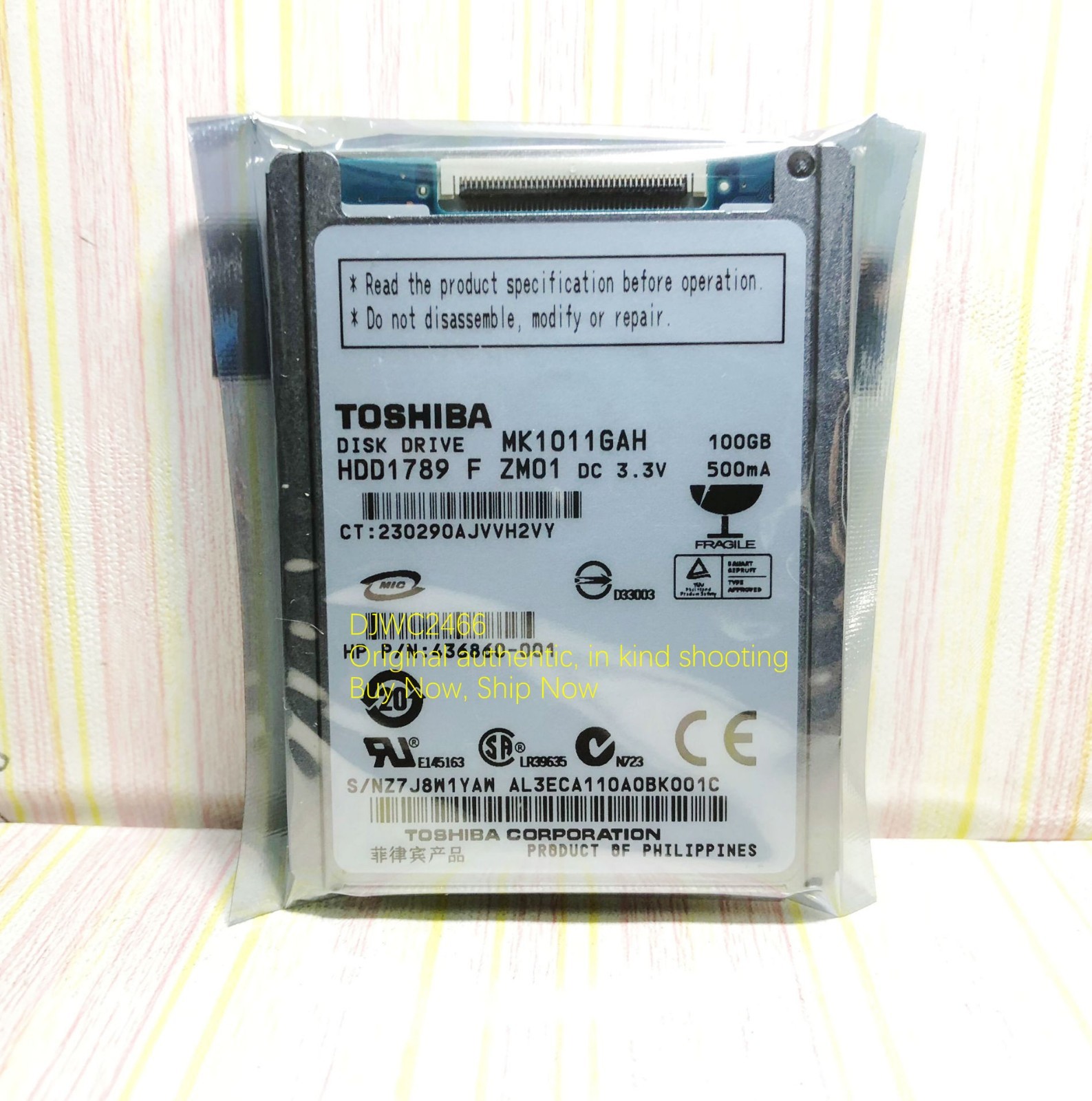 Toshiba HDD1789 100GB Internal 4200RPM 1.8" (MK1011GAH) CE HDD