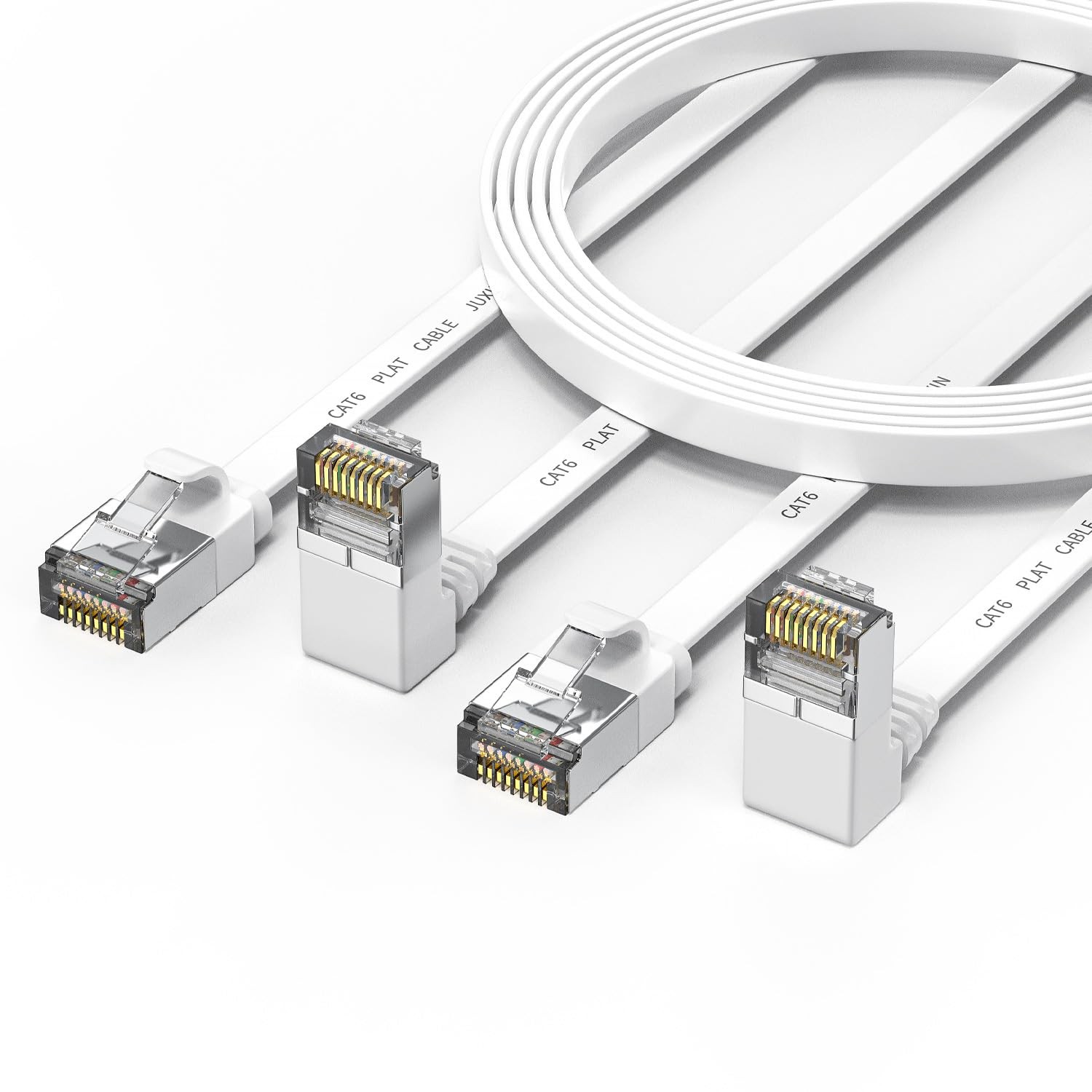 2-Pack 6FT CAT6 Flat Ethernet Cable with 90° Right Angle Connector - Up Angle...