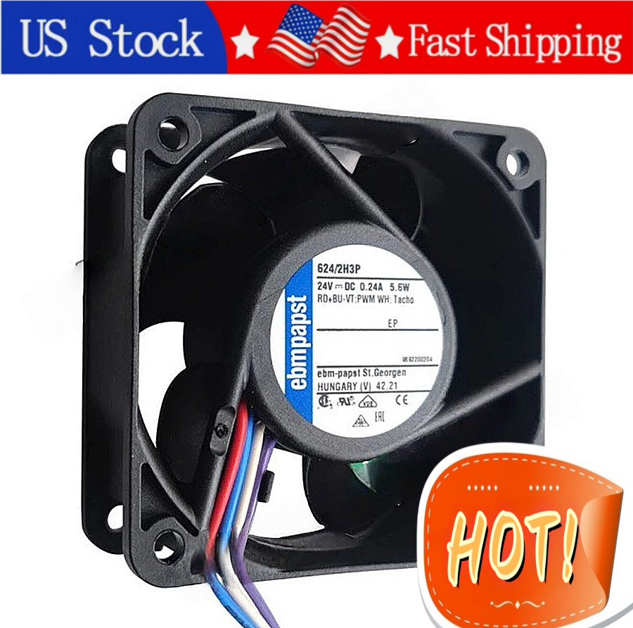 1PCS New Ebmpapst 624/2H3P DC24V 5.6W 60x60x25mm 4wires Cooling Fan Fast Ship