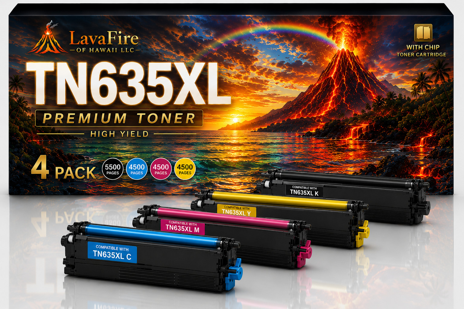 ** NEW Brother Compatible Toner | TN635XL / TN635 | Black / Color | 4-Pack