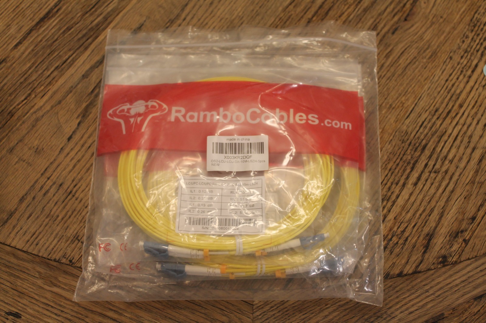 RAMBO CABLES OS2 LCU-LCU DX 5M Fiber Optic Patch Cables LOT/5