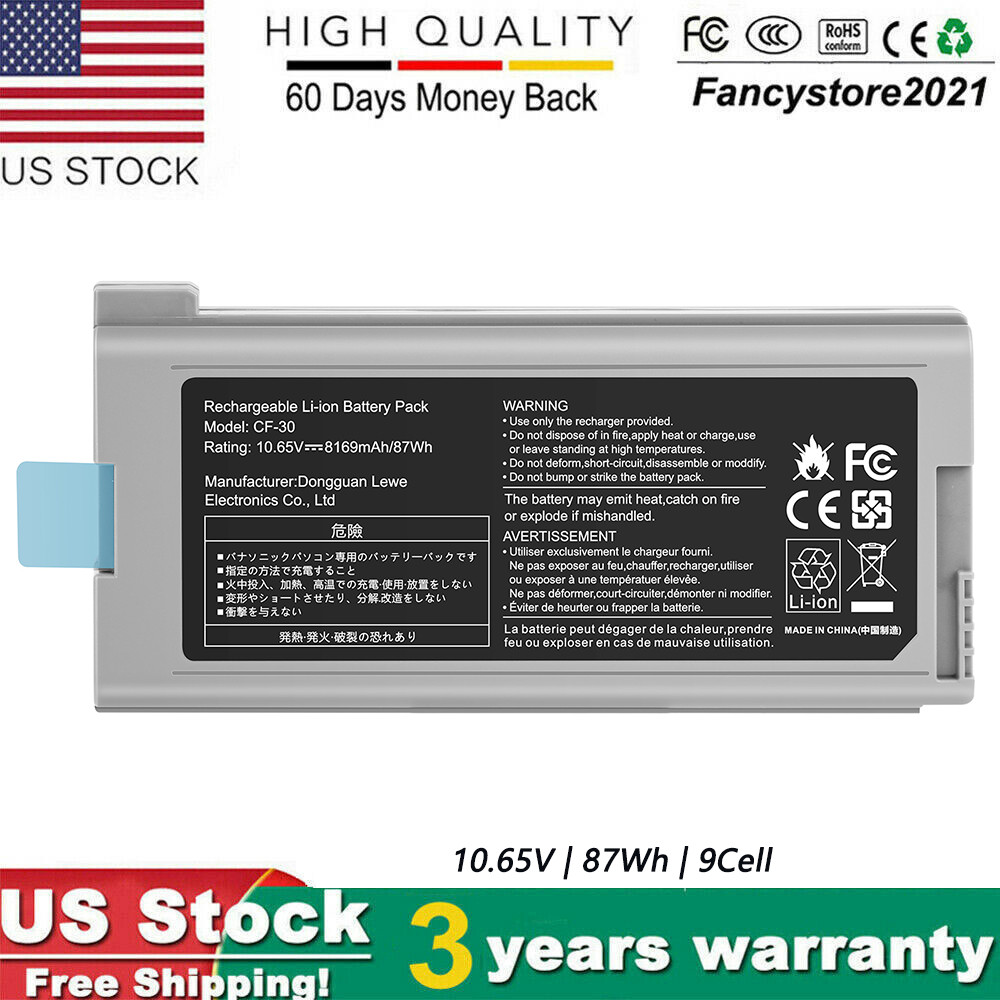 Battery for Panasonic Toughbook CF-30 CF-31 CF-53 CF-VZSU46 CF-VZSU46AU 87Wh