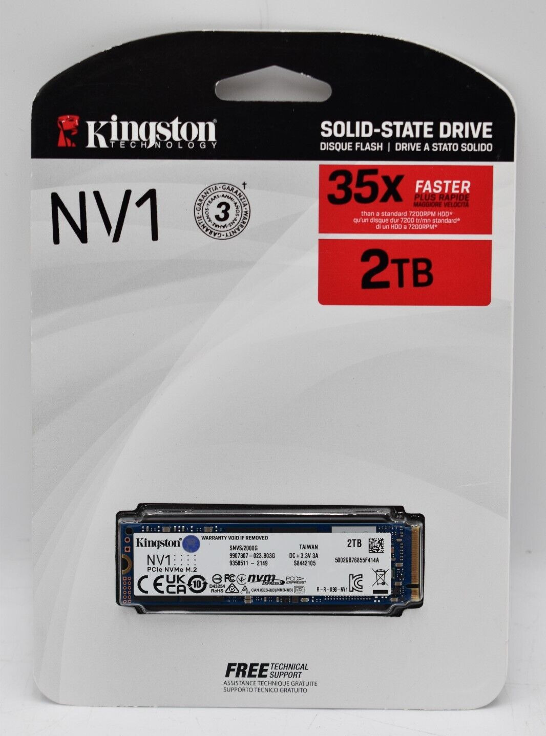 Kingston NV1 2TB M.2 2280 NVMe PCIe Internal SSD SNVS/2000G