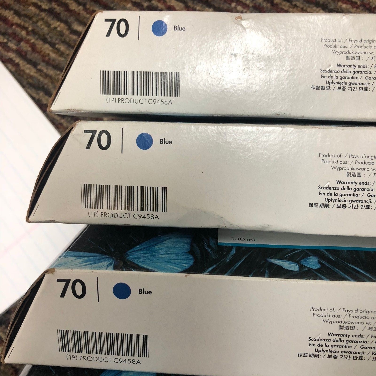 ONE GENUINE HP C9458A DESIGNJET Z2100 NO 70 INK Blue 130ML Exp:Jan 2014
