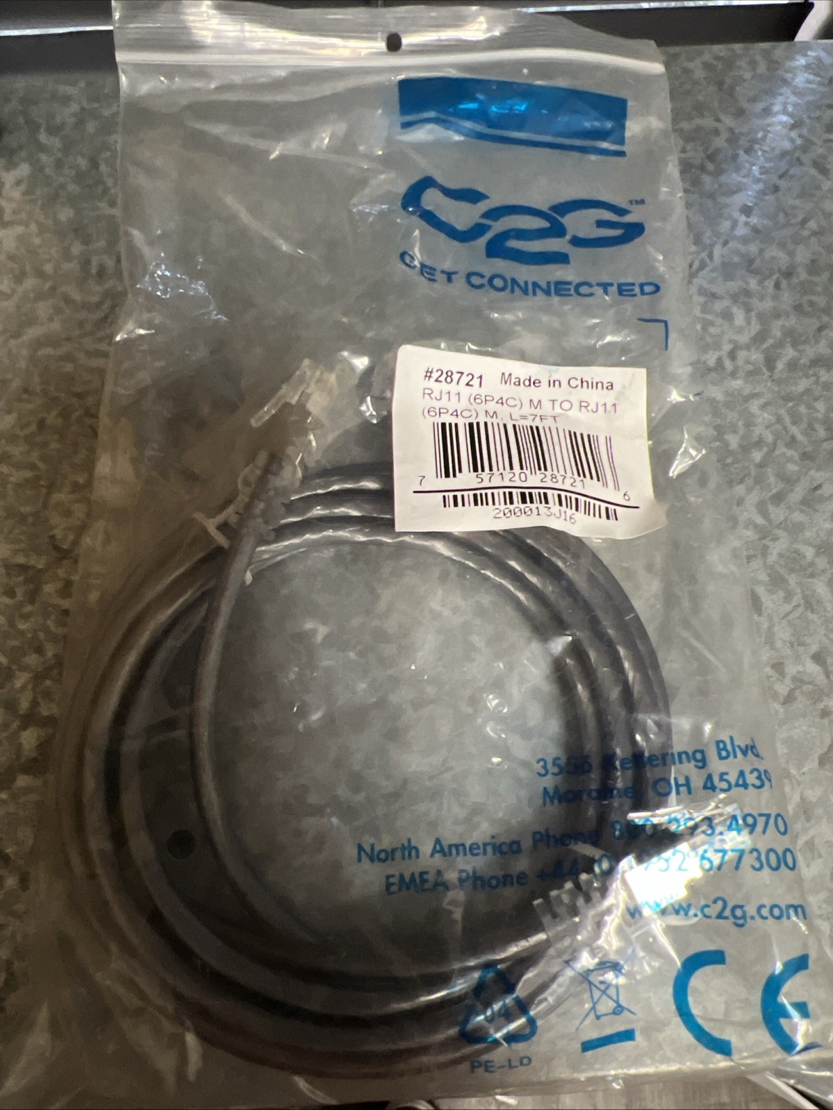 Lot of 12 C2G 28721 RJ11 DSL Internet Cable – 7ft