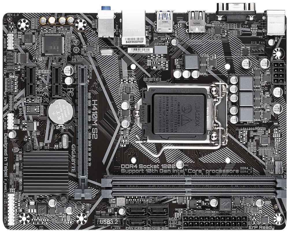 GIGABYTE H410M S2 Motherboard Intel H410 Socket 1200 DDR4 mATX VGA Core USB 3.2