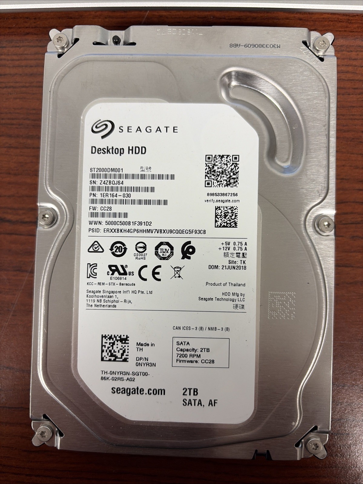 SEAGATE ST2000DM001 Desk Top Hard Drive PN# 1ER164-030