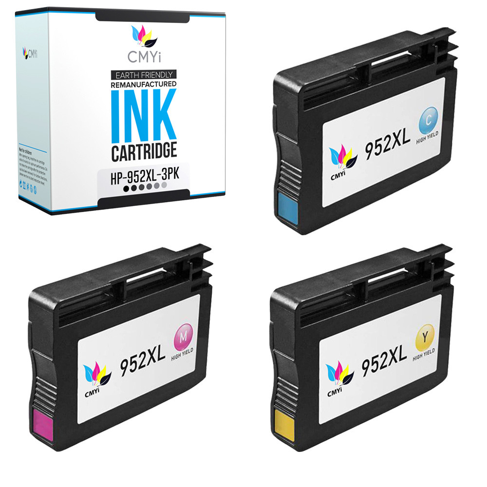 3-Pack Compatible HP 952XL Color Ink Cartridges for OfficeJet Pro 7730 7740 7745