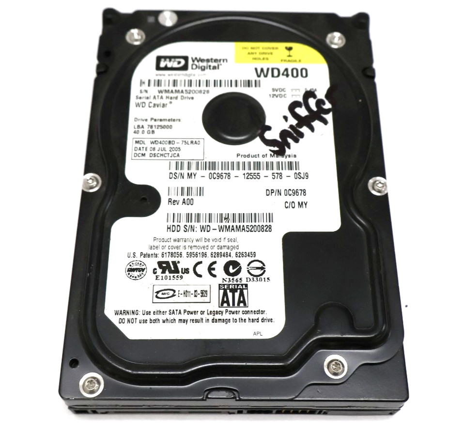 Western Digital Caviar WD400BD-75LRA0 40GB 7200 RPM 3.5" SATA Hard Drive 0C9678