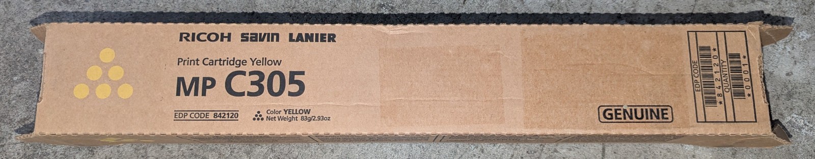 Genuine Ricoh MP C305 842120 Yellow Toner Cartridge Ricoh/Savin/Lanier Aficio MP
