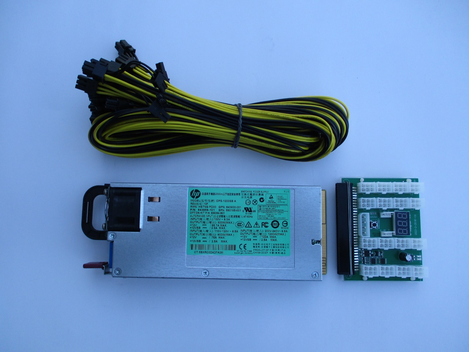 1200 Watt 94% Platinum 110-240V GPU Mining Rig Power Supply Kit X11 