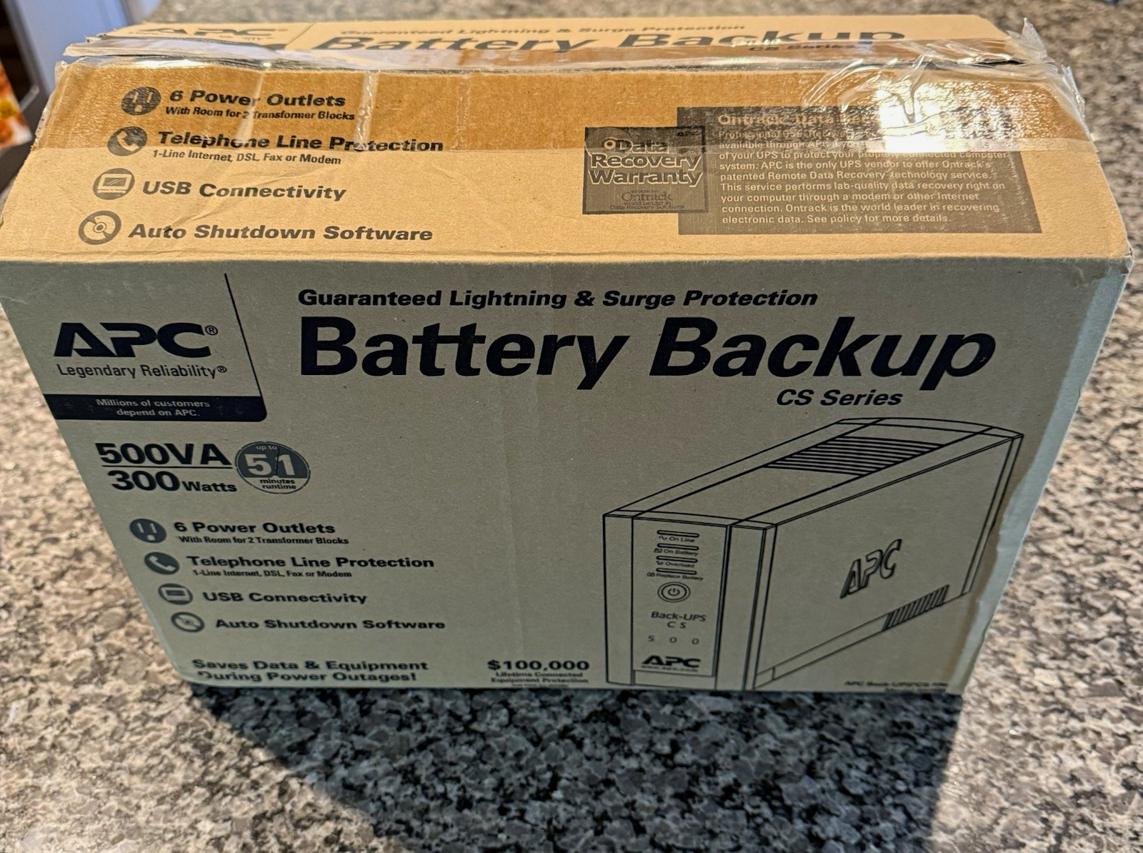 APC Battery Backup CS Series UPS 500VA 300W 6 Outlets USB Beige