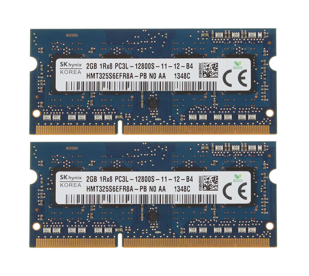 SK Hynix 4GB 2X 2GB 2 GB PC3L-12800 DDR3L-1600MHz 1Rx8 204pin Laptop RAM Memory