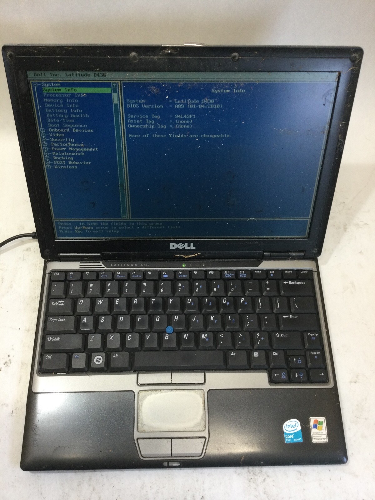 DELL LATITUDE D430 - INTEL CORE 2 DUO - 1GB RAM - BOOTS TO BIOS - READ DESC - BB
