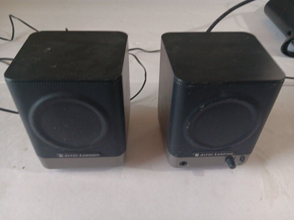 Altec Lansing 221 Black Wired 3.5mm Jack Amplified Left And Right Speakers Only