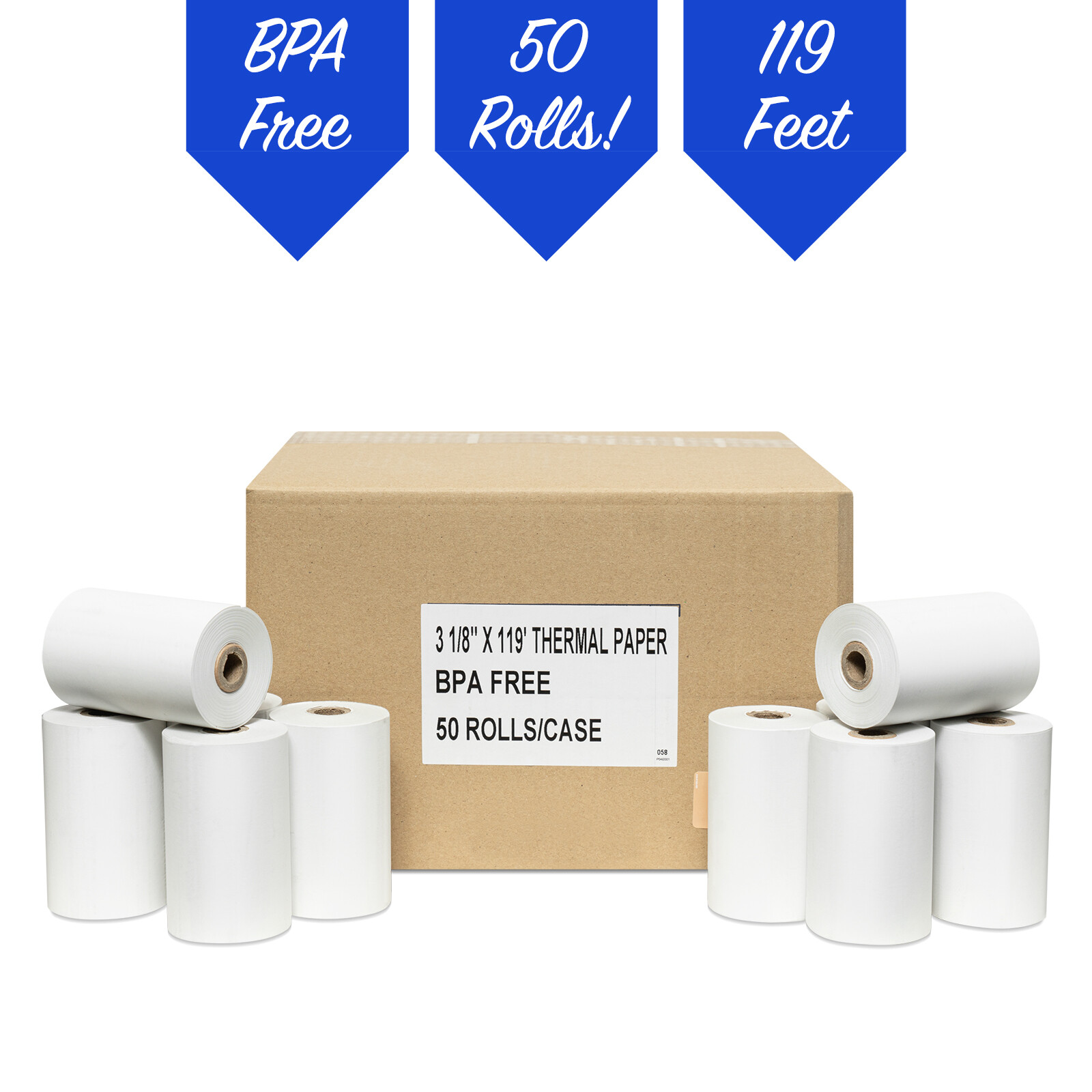 50 rolls of 3 1/8" x 119' Thermal Paper Rolls for Credit Card Terminals