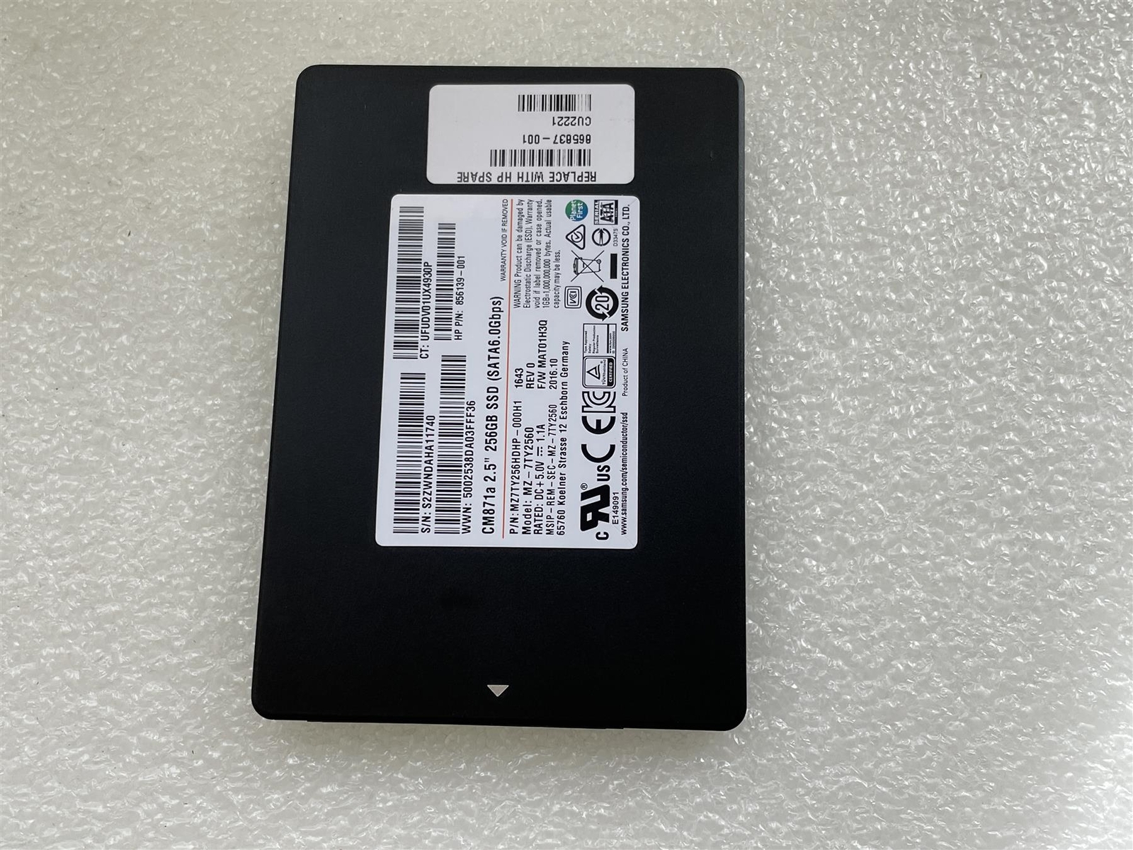 For HP SSD 865837-001 Samsung CM871a MZ-7TY2560 256GB 2.5 SATA Hard Drive