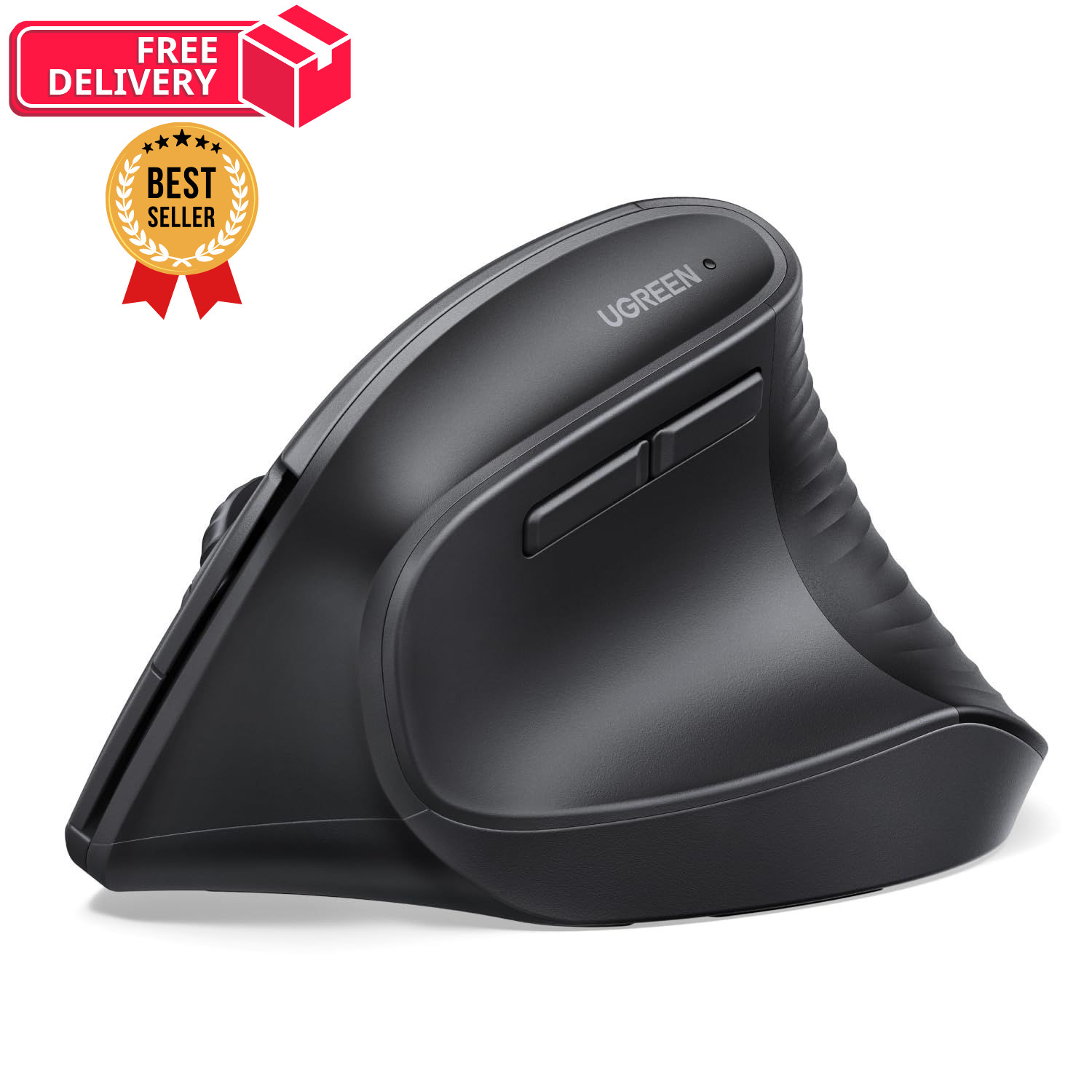 UGREEN Ergonomic Wireless Mouse, Bluetooth & 2.4G Wireless, Quiet Clicks Black